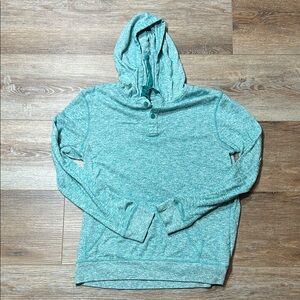 Life Is Good Heathered Teal Hooded Pullover Sweatshirt
